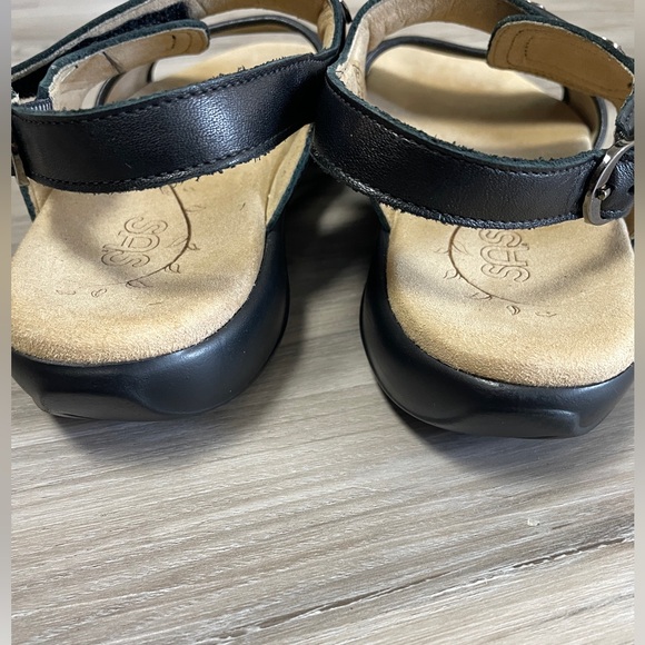 SAS Lisette Ankle Heel Strap Leather Comfort Sandals Black Size 8 - Picture 4 of 8